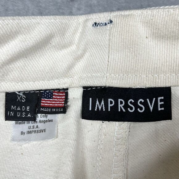 VTG IMPRSSVE Jeans Women’s Size 26 Beige CUSTOM Polo Bear Patches Straight Fit - Picture 10 of 12